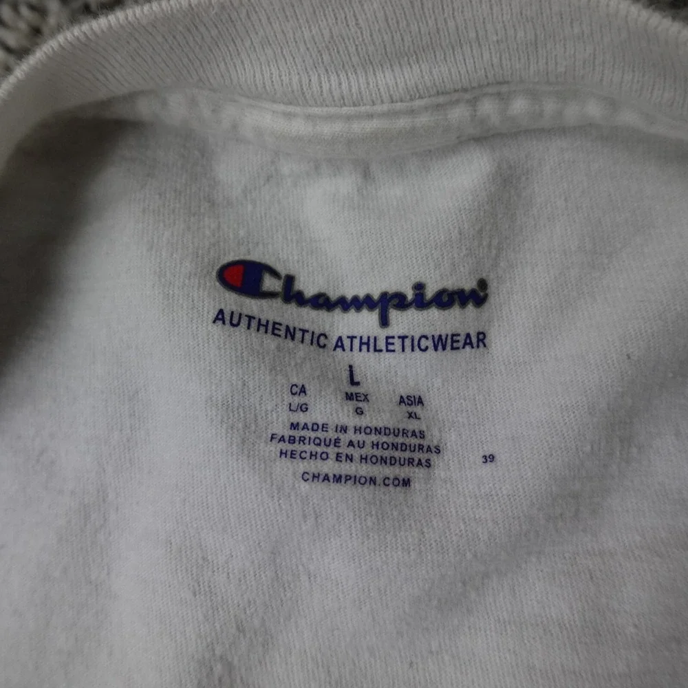 Champion Shirt Mens Large White Black Spell Out Preppy‎ Casual Athletic Active - Picture 7 of 14